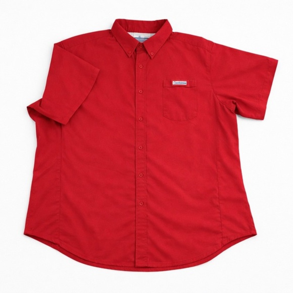 Columbia PFG Tamiami II Fishing Shirt Mens 2X Red Short Sleeve Omni-Shade UPF 40